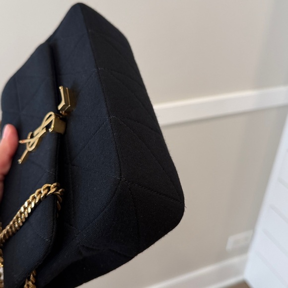 Yves Saint Laurent Jamie Jersey Black Quilted Shoulder Bag with Gold Chain - Picture 9 of 17